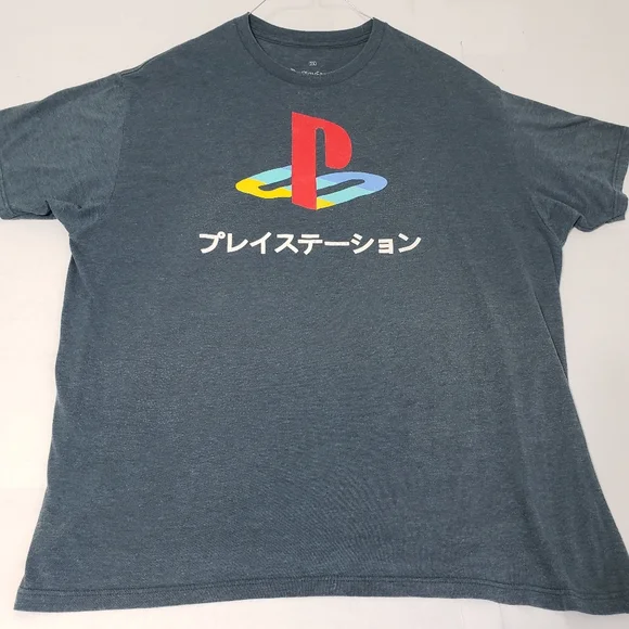 Playstation crewneck t-shirt Men's 2xl grayish blue green - Picture 6 of 7